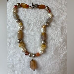 Earth‎ Tone Semi Precious Stones Beaded Necklace Toggle Clasp